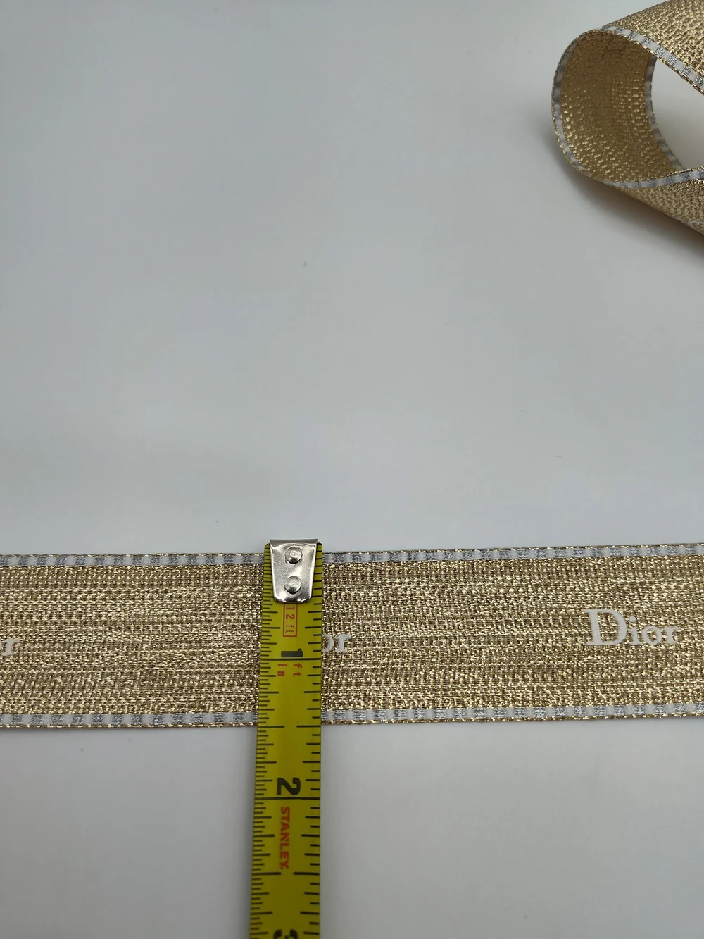 CHRISTIAN DIOR Gold Metallic Logo Ribbon 5 Yards 1.5